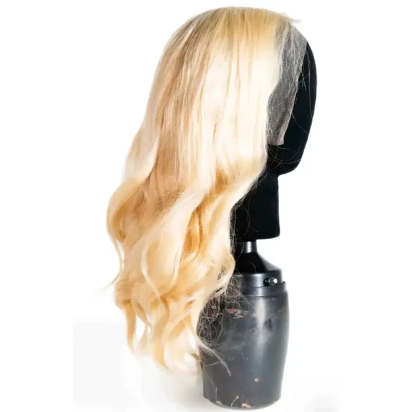 Platinum Blonde Water Wave Middle Part Wig07